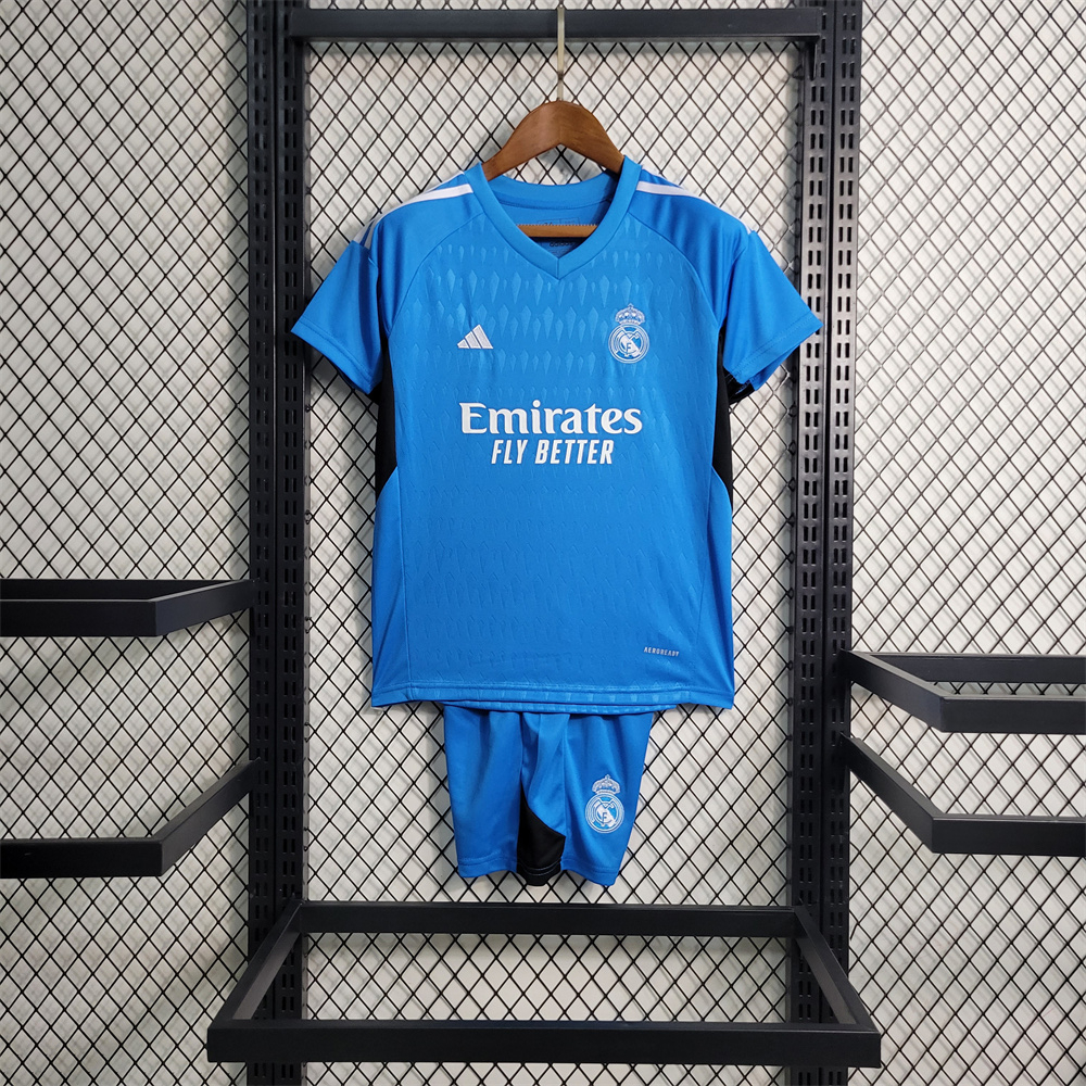 Real Madrid Blue Jersey 23/24 Kids Football Kit 2024 Soccer Team Shirt